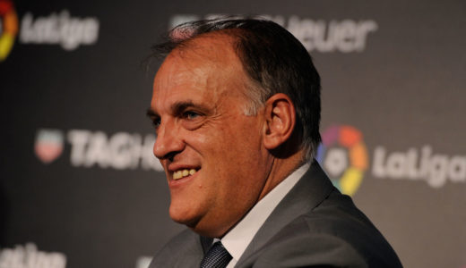 MADRID, SPAIN - JULY 13:  Javier Tebas, President of La Liga smiles at the press conference to announce TAG Heuer as the Official Timekeeper and Official Sponsor of La Liga at the Royal Theatre on July 13, 2016 in Madrid, Spain.  (Photo by Denis Doyle/Getty Images for Tag Heuer)